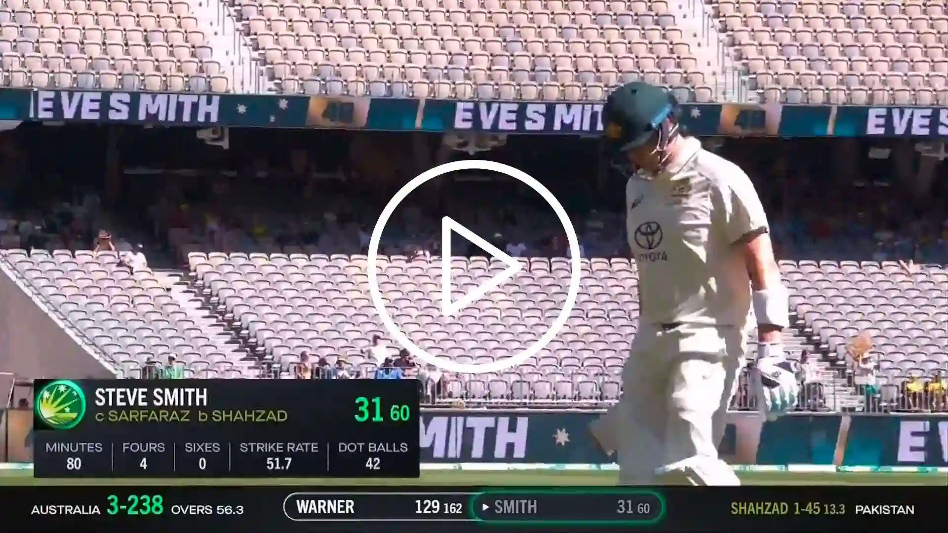 [Watch] Steve Smith Departs Cheaply As Debutant Khurram Shahzad Bowls A Dream Ball